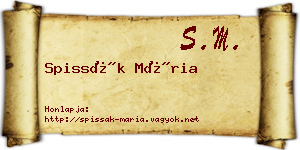 Spissák Mária névjegykártya